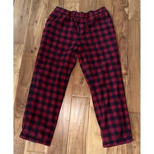 LL Bean Fleece Lined Plaid Lounge Pajama Pants Mens M Thick Cotton Red